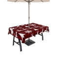 thumbnail image 1 of Outdoor Tablecloth with Umbrella Hole and Zipper, Red Christmas Rectangle Table Cloth 60x84 Inch Waterproof Tablecloth, Winter Snowflake Santa Xmas Tree Deer Plaid Picnic Table Cover for Patio, 1 of 7