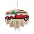 thumbnail image 1 of Outdoor Tablecloth with Umbrella Hole and Zipper, Red Christmas Round Table Cloth 54 Inch Waterproof Tablecloth, Truck Gnomes Xmas Tree Snowflake Winter Picnic Table Cover for Patio Camping, 1 of 7