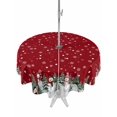 thumbnail image 1 of Outdoor Tablecloth with Umbrella Hole and Zipper, Red Christmas Round Table Cloth 54 Inch Waterproof Tablecloth, Xmas Snowman Snowflake Green Tree Picnic Table Cover for Patio Camping, 1 of 7