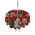 thumbnail image 1 of Outdoor Tablecloth with Umbrella Hole and Zipper, Red Christmas Round Table Cloth 54 Inch Waterproof Tablecloth, Xmas Tree Gingerbread Snowman Winter Picnic Table Cover for Patio Camping, 1 of 7