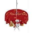 thumbnail image 1 of Outdoor Tablecloth with Umbrella Hole and Zipper, Red Christmas Round Table Cloth 60 Inch Waterproof Tablecloth, Snowman Xmas Snowflake Gifts Winter Picnic Table Cover for Patio Camping, 1 of 7