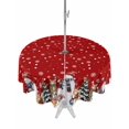 thumbnail image 1 of Outdoor Tablecloth with Umbrella Hole and Zipper, Red Christmas Round Table Cloth 60 Inch Waterproof Tablecloth, Winter Snowman Animals Snowflake Pine Tree Picnic Table Cover for Patio Camping, 1 of 7