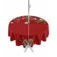 thumbnail image 1 of Outdoor Tablecloth with Umbrella Hole and Zipper, Red Christmas Round Table Cloth 60 Inch Waterproof Tablecloth, Xams Tree Winter Poinsettia Pine Cones Picnic Table Cover for Patio Camping, 1 of 7