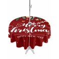 thumbnail image 1 of Outdoor Tablecloth with Umbrella Hole and Zipper, Red Christmas Round Table Cloth 60 Inch Waterproof Tablecloth, Xmas Botanical Ball Bell Picnic Table Cover for Patio Camping, 1 of 7