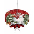 thumbnail image 1 of Outdoor Tablecloth with Umbrella Hole and Zipper, Red Christmas Round Table Cloth 60 Inch Waterproof Tablecloth, Xmas Snowman Tree Snowflakes Birch Branches Picnic Table Cover for Patio Camping, 1 of 7