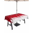 thumbnail image 1 of Outdoor Tablecloth with Umbrella Hole and Zipper, Red Christmas Snowflakes Rectangle Table Cloth 54x80 Inch Waterproof Tablecloth, Xmas Balls Winter Pine Tree Picnic Table Cover for Patio Camping, 1 of 7