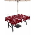 thumbnail image 1 of Outdoor Tablecloth with Umbrella Hole and Zipper, Red Christmas Snowflakes Rectangle Table Cloth 60x84 Inch Waterproof Tablecloth, Winter Xmas Pine Tree Plant Picnic Table Cover for Patio Camping, 1 of 7