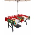 thumbnail image 1 of Outdoor Tablecloth with Umbrella Hole and Zipper, Red Christmas Snowman Rectangle Table Cloth 60x120 Inch Waterproof Tablecloth, Winter Snowflake Green Xmas Tree Picnic Table Cover for Patio Camping, 1 of 7