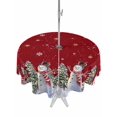 thumbnail image 1 of Outdoor Tablecloth with Umbrella Hole and Zipper, Red Christmas Snowman Round Table Cloth 54 Inch Waterproof Tablecloth, Winter Xmas Tree Snowflakes Winter Picnic Table Cover for Patio Camping, 1 of 7