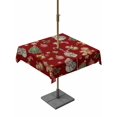 thumbnail image 1 of Outdoor Tablecloth with Umbrella Hole and Zipper, Red Christmas Square Table Cloth 54x54 Inch Waterproof Tablecloth, Xmas Tree Balls Snowman Gingerbread Picnic Table Cover for Patio Camping, 1 of 7