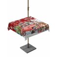 thumbnail image 1 of Outdoor Tablecloth with Umbrella Hole and Zipper, Red Christmas Square Table Cloth 60x60 Inch Waterproof Tablecloth, Xmas Winter Snowflakes Truck Dogs Picnic Table Cover for Patio Camping, 1 of 7