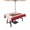 thumbnail image 1 of Outdoor Tablecloth with Umbrella Hole and Zipper, Red Christmas Truck Rectangle Table Cloth 52x70 Inch Waterproof Tablecloth, Xmas Tree Snowflake Plaid Holiday Picnic Table Cover for Patio Camping, 1 of 7