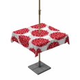 thumbnail image 1 of Outdoor Tablecloth with Umbrella Hole and Zipper, Red Dahlia Square Table Cloth 60x60 Inch Waterproof Tablecloth, Vintage Country Grey Abstract Flowers Floral Picnic Table Cover for Patio Camping, 1 of 7