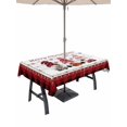 thumbnail image 1 of Outdoor Tablecloth with Umbrella Hole and Zipper, Red Gnomes Christmas Rectangle Table Cloth 54x80 Inch Waterproof Tablecloth, Xmas Snowflake Red Black Plaid Picnic Table Cover for Patio Camping, 1 of 7