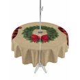 thumbnail image 1 of Outdoor Tablecloth with Umbrella Hole and Zipper, Red Green Christmas Round Table Cloth 54 Inch Waterproof Tablecloth, Xmas Botanical Winter Farmhouse Picnic Table Cover for Patio Camping, 1 of 7
