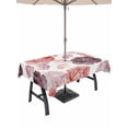 thumbnail image 1 of Outdoor Tablecloth with Umbrella Hole and Zipper, Red Ombre Spring Floral Rectangle Table Cloth 60x120 Inch Waterproof Tablecloth, Summer Botanical Flowers Picnic Table Cover for Patio Camping, 1 of 7