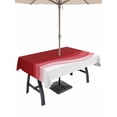 thumbnail image 1 of Outdoor Tablecloth with Umbrella Hole and Zipper, Red Ombre Waves Rectangle Table Cloth 60x120 Inch Waterproof Tablecloth, Abstract Art Gradient Modern Picnic Table Cover for Patio Camping, 1 of 7