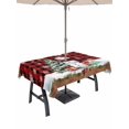 thumbnail image 1 of Outdoor Tablecloth with Umbrella Hole and Zipper, Red Plaid Christmas Rectangle Table Cloth 52x70 Inch Waterproof Tablecloth, Snowman Xmas Tree Snowflake Gifts Winter Picnic Table Cover for Patio, 1 of 7