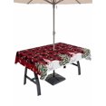 thumbnail image 1 of Outdoor Tablecloth with Umbrella Hole and Zipper, Red Plaid Christmas Rectangle Table Cloth 54x80 Inch Waterproof Tablecloth, Snowflake Snowman Xmas Tree Rustic Checkered Picnic Table Cover for Patio, 1 of 7