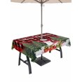 thumbnail image 1 of Outdoor Tablecloth with Umbrella Hole and Zipper, Red Plaid Christmas Rectangle Table Cloth 54x80 Inch Waterproof Tablecloth, Xmas Tree Ball Snowflake Winter Gifts Picnic Table Cover for Patio, 1 of 7