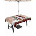 thumbnail image 1 of Outdoor Tablecloth with Umbrella Hole and Zipper, Red Plaid Christmas Rectangle Table Cloth 60x102 Inch Waterproof Tablecloth, Snowman Xmas Tree Snowflake Gifts Wooden Picnic Table Cover for Patio, 1 of 7