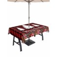 thumbnail image 1 of Outdoor Tablecloth with Umbrella Hole and Zipper, Red Plaid Christmas Rectangle Table Cloth 60x84 Inch Waterproof Tablecloth, Xmas Tree Snowflake Poinsettia Picnic Table Cover for Patio Camping, 1 of 7