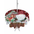 thumbnail image 1 of Outdoor Tablecloth with Umbrella Hole and Zipper, Red Plaid Christmas Round Table Cloth 54 Inch Waterproof Tablecloth, Gnomes Xmas Tree Snowflake Gifts Retro Picnic Table Cover for Patio Camping, 1 of 7