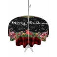 thumbnail image 1 of Outdoor Tablecloth with Umbrella Hole and Zipper, Red Plaid Christmas Round Table Cloth 54 Inch Waterproof Tablecloth, Xmas Snowflake Botanical Poinsettia Picnic Table Cover for Patio Camping, 1 of 7