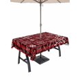 thumbnail image 1 of Outdoor Tablecloth with Umbrella Hole and Zipper, Red Plaid Snowflake Christmas Rectangle Table Cloth 60x84 Inch Waterproof Tablecloth, Xmas Snowflake Picnic Table Cover for Patio Camping, 1 of 7