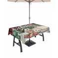 thumbnail image 1 of Outdoor Tablecloth with Umbrella Hole and Zipper, Red Plaid Snowman Christmas Rectangle Table Cloth 60x84 Inch Waterproof Tablecloth, Xmas Tree Rustic Snowflake Picnic Table Cover for Patio Camping, 1 of 7