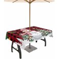thumbnail image 1 of Outdoor Tablecloth with Umbrella Hole & Zipper, Red Plaid Snowman Christmas Rectangle Tablecloth 60x102 Inch, Xmas Tree Snowflake Balls Patio Table Cover Waterproof Table Cloth for Picnic, 1 of 6