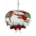 thumbnail image 1 of Outdoor Tablecloth with Umbrella Hole and Zipper, Red Plaid Snowman Christmas Round Table Cloth 60 Inch Waterproof Tablecloth, Xmas Tree Snowflake Winter Wooden Picnic Table Cover for Patio Camping, 1 of 7