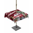 thumbnail image 1 of Outdoor Tablecloth with Umbrella Hole and Zipper, Red Plaid Truck Christmas Square Table Cloth 54x54 Inch Waterproof Tablecloth, Gnomes Xmas Tree Snowflake Gifts Picnic Table Cover for Patio Camping, 1 of 7
