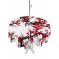 thumbnail image 1 of Outdoor Tablecloth with Umbrella Hole and Zipper, Red Plum Round Table Cloth 60 Inch Waterproof Tablecloth, Nature Flowers Branches Chinese Painting Picnic Table Cover for Patio Camping, 1 of 7