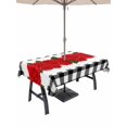 thumbnail image 1 of Outdoor Tablecloth with Umbrella Hole and Zipper, Red Roses Rectangle Table Cloth 54x80 Inch Waterproof Tablecloth, Valentine's Day Romantic Floral Black White Plaid Picnic Table Cover for Patio, 1 of 7