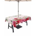 thumbnail image 1 of Outdoor Tablecloth with Umbrella Hole and Zipper, Red Roses Valentine's Day Rectangle Table Cloth 52x70 Inch Waterproof Tablecloth, Eucalyptus Leaves Romantic Picnic Table Cover for Patio Camping, 1 of 7
