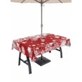 thumbnail image 1 of Outdoor Tablecloth with Umbrella Hole and Zipper, Red Snowflake Christmas Rectangle Table Cloth 52x70 Inch Waterproof Tablecloth, Winter Xmas Star Snowflake Picnic Table Cover for Patio Camping, 1 of 7
