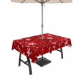 thumbnail image 1 of Outdoor Tablecloth with Umbrella Hole and Zipper, Red Snowflake Christmas Rectangle Table Cloth 60x120 Inch Waterproof Tablecloth, Xmas Snowflake Modern Art Winter Picnic Table Cover for Patio, 1 of 7