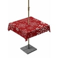 thumbnail image 1 of Outdoor Tablecloth with Umbrella Hole and Zipper, Red Snowflake Christmas Square Table Cloth 54x54 Inch Waterproof Tablecloth, Xmas Snowflake Red Picnic Table Cover for Patio Camping, 1 of 7