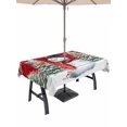 thumbnail image 1 of Outdoor Tablecloth with Umbrella Hole and Zipper, Red Snowman Christmas Rectangle Table Cloth 52x70 Inch Waterproof Tablecloth, Xmas Tree Snowflake Birds Branches Wooden Picnic Table Cover for Patio, 1 of 7