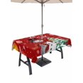 thumbnail image 1 of Outdoor Tablecloth with Umbrella Hole and Zipper, Red Snowman Christmas Rectangle Table Cloth 54x80 Inch Waterproof Tablecloth, Xmas Tree Ball Snowflake Winter Picnic Table Cover for Patio Camping, 1 of 7