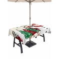 thumbnail image 1 of Outdoor Tablecloth with Umbrella Hole and Zipper, Red Snowman Christmas Rectangle Table Cloth 54x80 Inch Waterproof Tablecloth, Xmas Tree Snowflake Vintage Picnic Table Cover for Patio Camping, 1 of 7