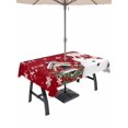 thumbnail image 1 of Outdoor Tablecloth with Umbrella Hole and Zipper, Red Snowman Christmas Rectangle Table Cloth 60x102 Inch Waterproof Tablecloth, Xmas Snowflake Birds Berry Winter Picnic Table Cover for Patio Camping, 1 of 7