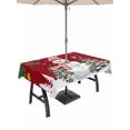 thumbnail image 1 of Outdoor Tablecloth with Umbrella Hole and Zipper, Red Snowman Christmas Rectangle Table Cloth 60x102 Inch Waterproof Tablecloth, Xmas Tree Snowflake Balls Picnic Table Cover for Patio Camping, 1 of 7
