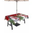 thumbnail image 1 of Outdoor Tablecloth with Umbrella Hole and Zipper, Red Snowman Christmas Rectangle Table Cloth 60x102 Inch Waterproof Tablecloth, Xmas Tree Snowflake Winter Birds Picnic Table Cover for Patio Camping, 1 of 7