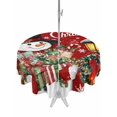 thumbnail image 1 of Outdoor Tablecloth with Umbrella Hole and Zipper, Red Snowman Christmas Round Table Cloth 54 Inch Waterproof Tablecloth, Xmas Snowflake Botanical Picnic Table Cover for Patio Camping, 1 of 7