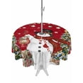 thumbnail image 1 of Outdoor Tablecloth with Umbrella Hole and Zipper, Red Snowman Christmas Round Table Cloth 60 Inch Waterproof Tablecloth, Xmas Tree Snowflake Ball Poinsettia Picnic Table Cover for Patio Camping, 1 of 7