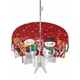 thumbnail image 1 of Outdoor Tablecloth with Umbrella Hole and Zipper, Red Snowman Round Table Cloth 54 Inch Waterproof Tablecloth, Christmas Winter Snowflake Xmas Tree Picnic Table Cover for Patio Camping, 1 of 7