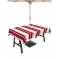 thumbnail image 1 of Outdoor Tablecloth with Umbrella Hole & Zipper, Red Striped Rectangle Tablecloth 60x120 Inch, Minimalist Farmhouse Vertical Stripe Patio Table Cover Waterproof Table Cloth for Picnic/Party, 1 of 7
