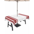 thumbnail image 1 of Outdoor Tablecloth with Umbrella Hole & Zipper, Red Striped Rectangle Tablecloth 60x84 Inch, Modern Farmhouse Stripes Patio Table Cover Waterproof Table Cloth for Picnic/Party, 1 of 7